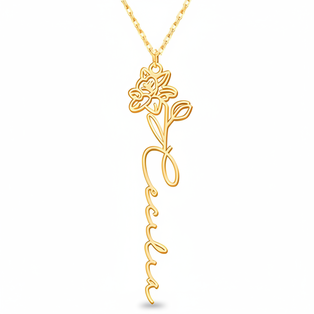 Collier Fleur de Naissance Personnalisé