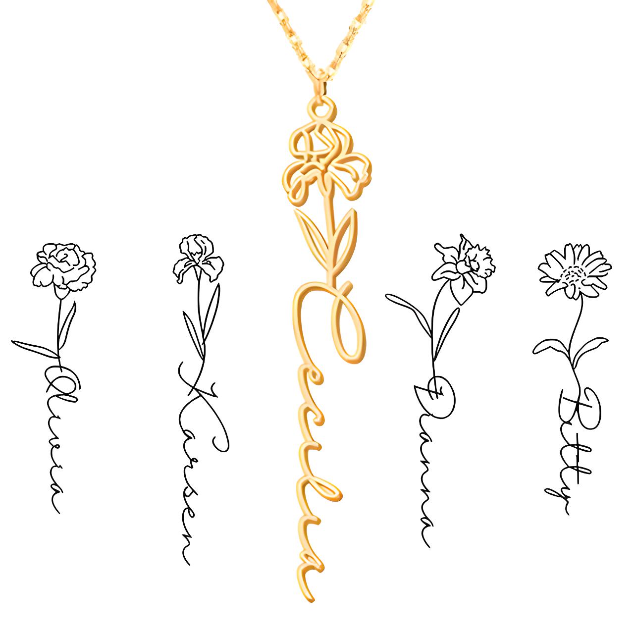 Personalized Birth Flower Necklace
