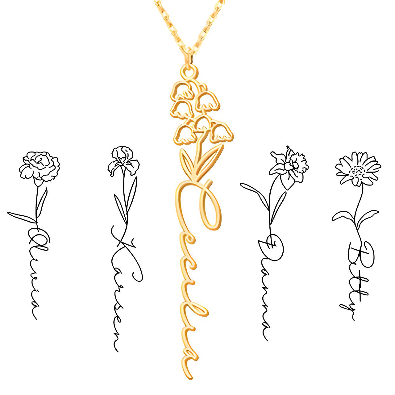 Personalized Birth Flower Necklace