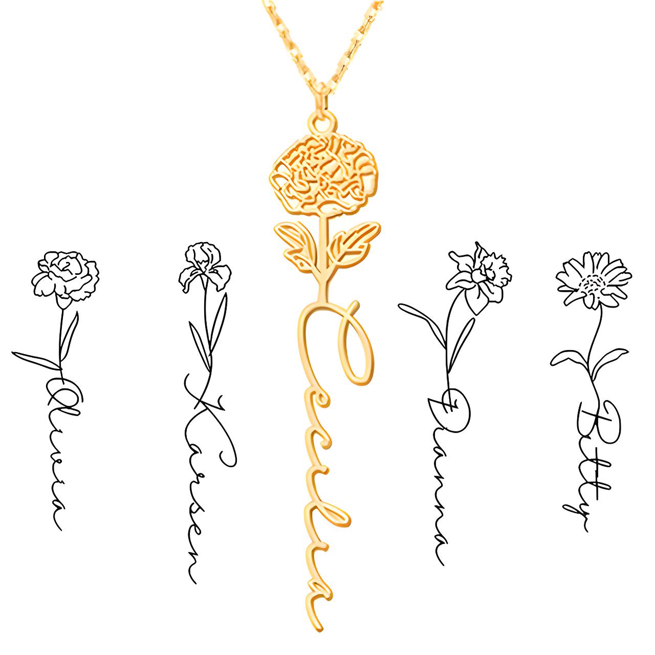 Personalized Birth Flower Necklace