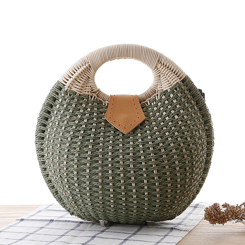 Runde Rattan-Handtasche