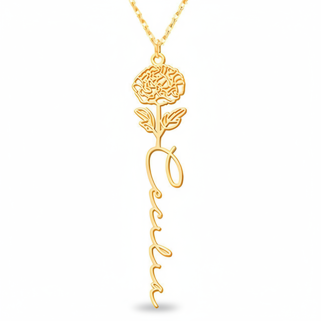 Collier Fleur de Naissance Personnalisé