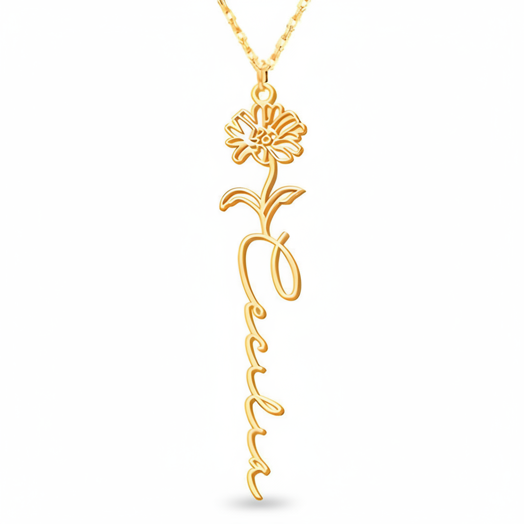 Collier Fleur de Naissance Personnalisé