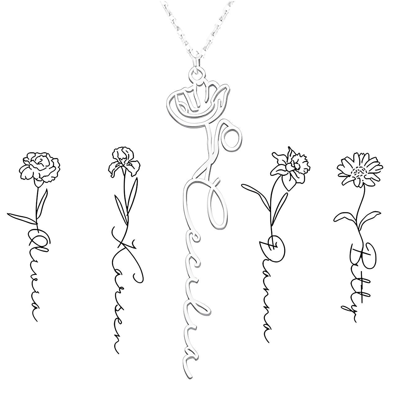 Personalized Birth Flower Necklace