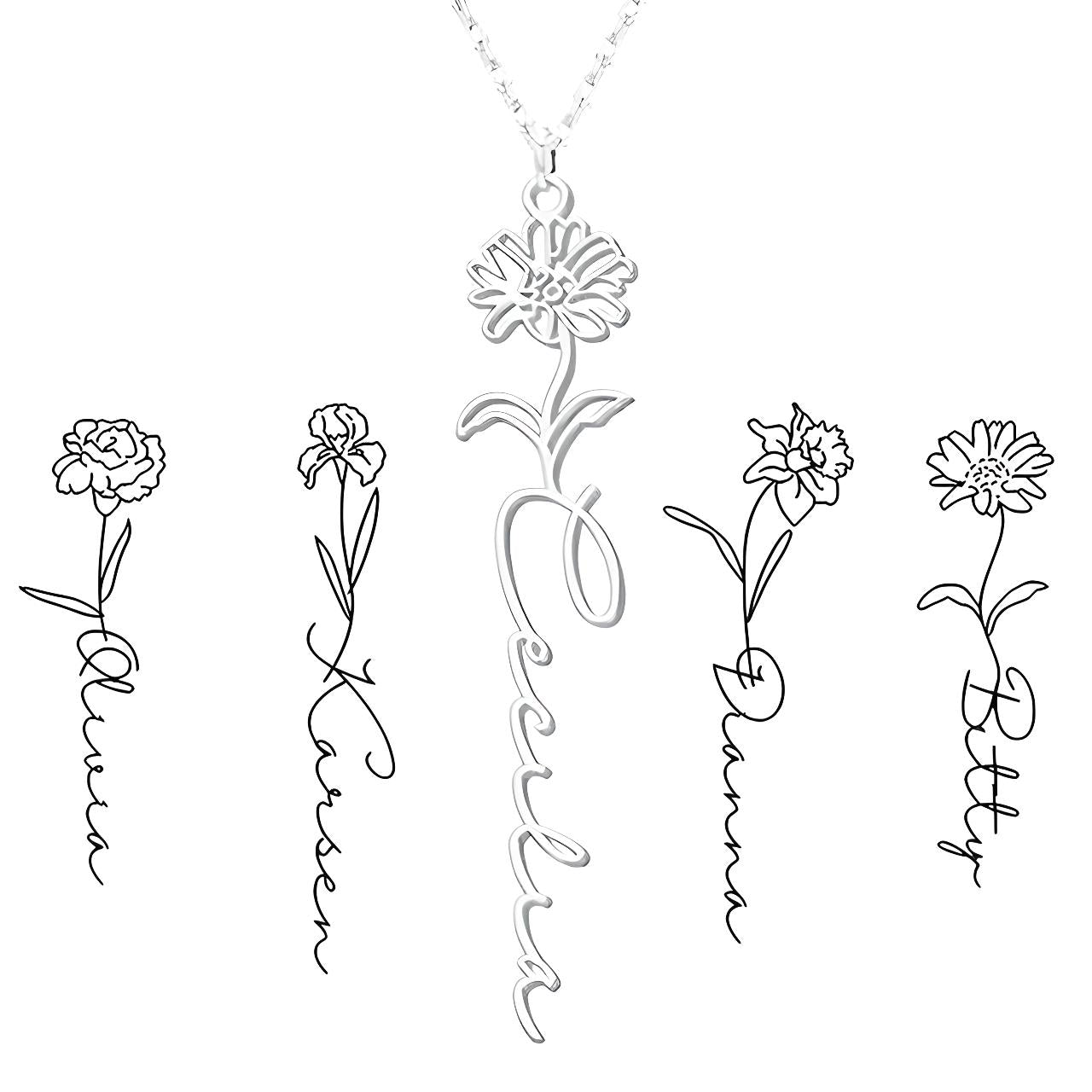 Personalized Birth Flower Necklace