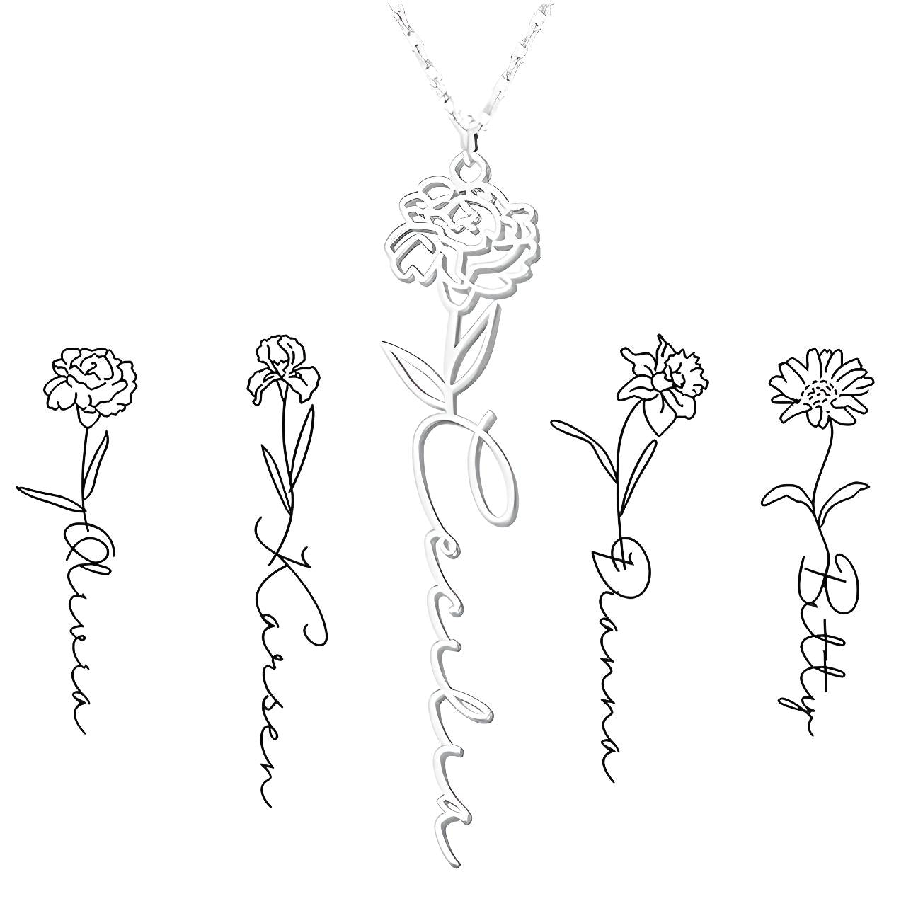 Personalized Birth Flower Necklace