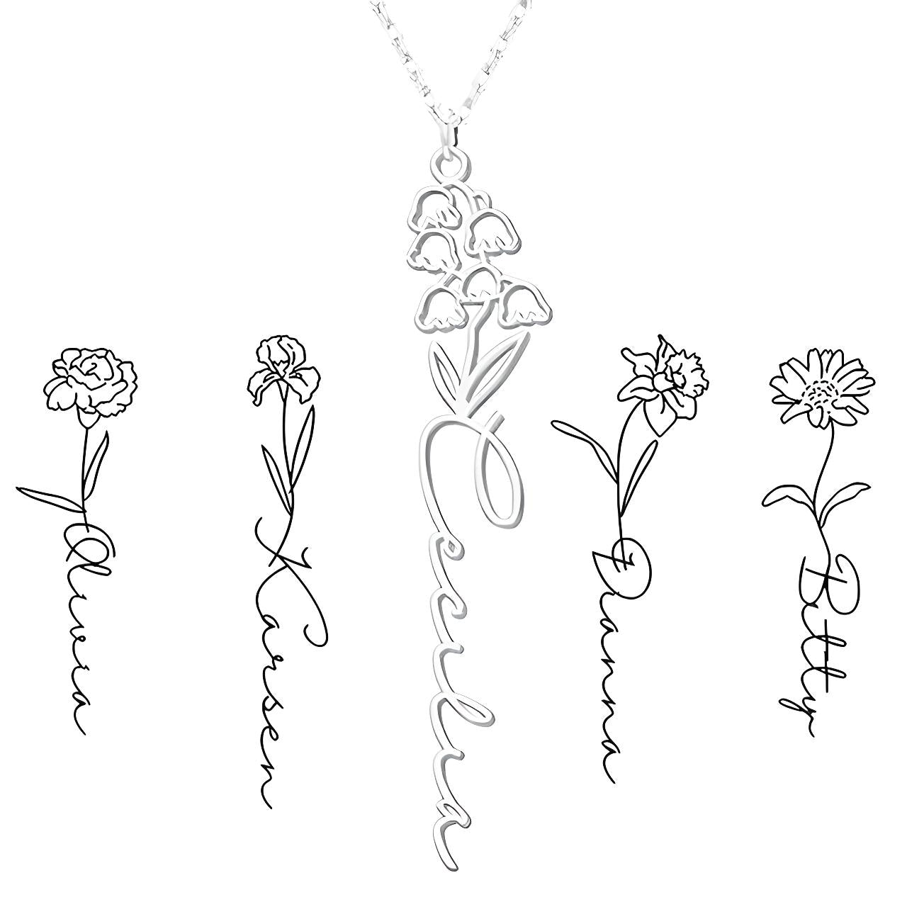 Personalized Birth Flower Necklace