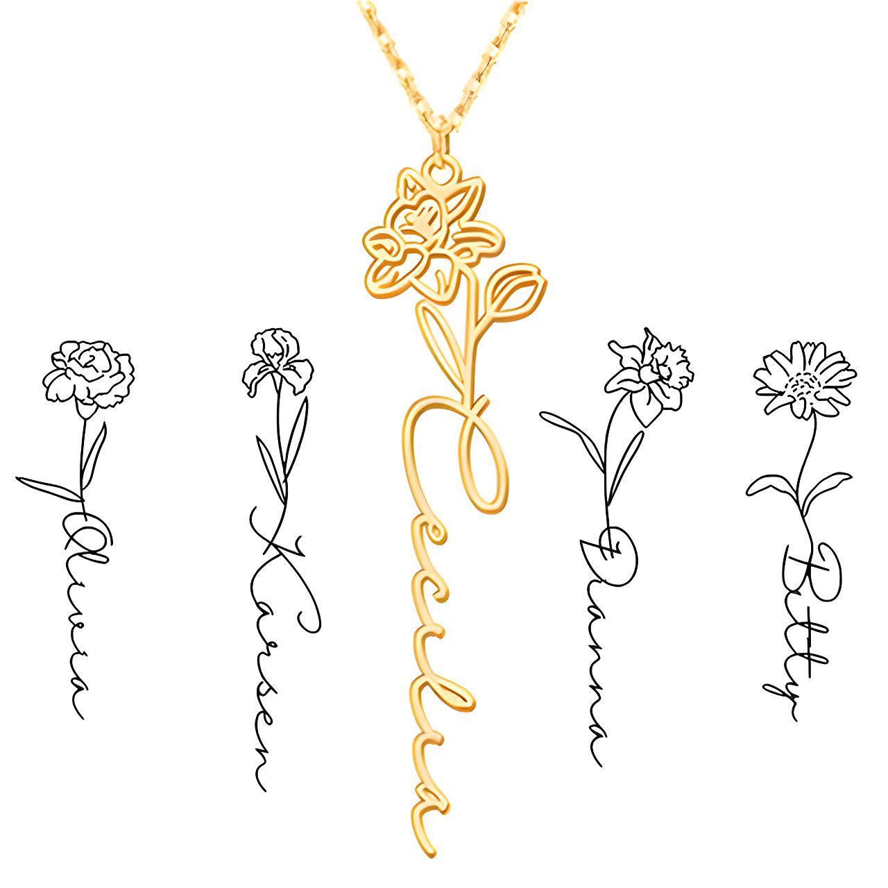 Personalized Birth Flower Necklace