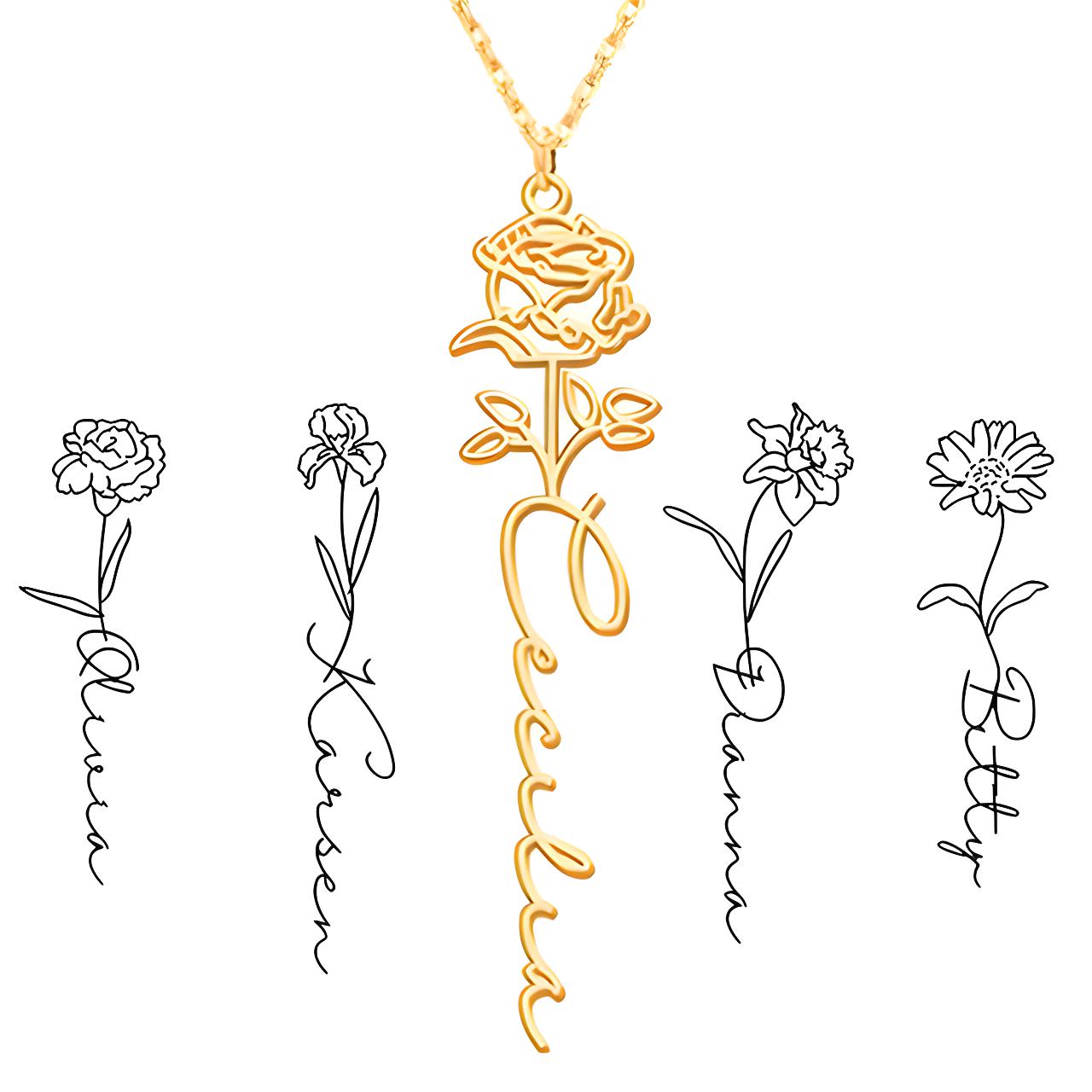 Personalized Birth Flower Necklace