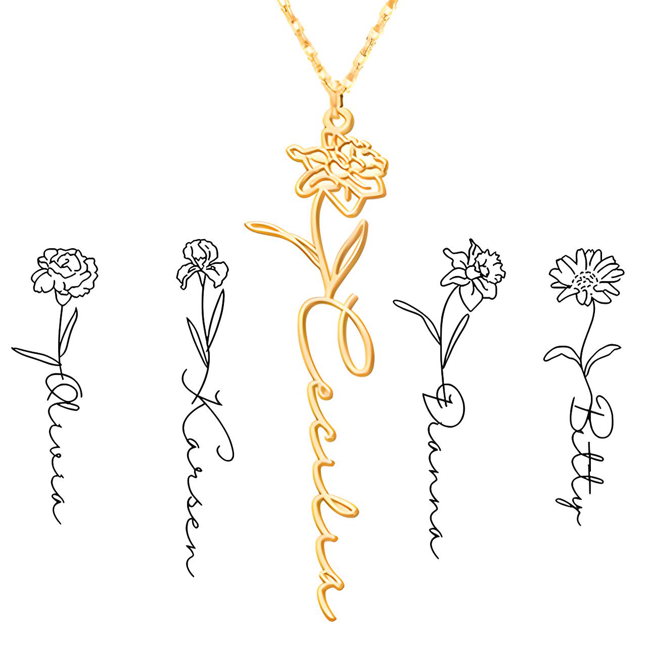 Personalized Birth Flower Necklace