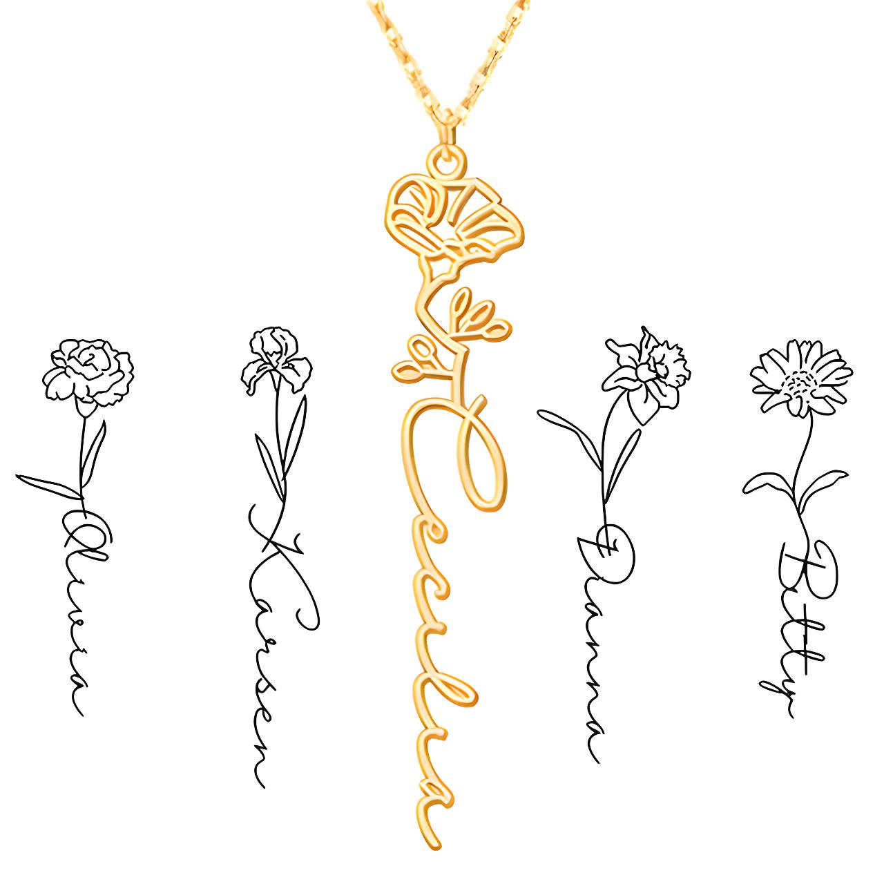 Personalized Birth Flower Necklace