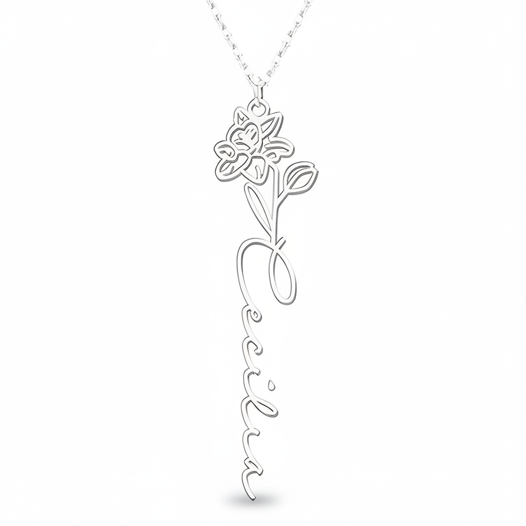 Collier Fleur de Naissance Personnalisé