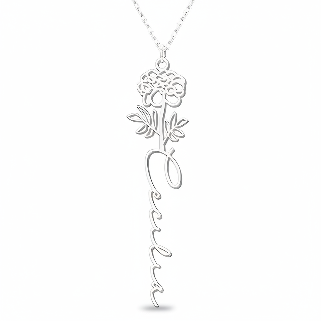 Collier Fleur de Naissance Personnalisé